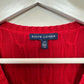 Ralph Lauren Cable-Knit Cotton V-Neck Sweater Red Silver Long Sleeve Large