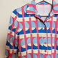 J. McLaughlin Court Catalina Cloth Polo Top Pink Blue Geometric Collared XS