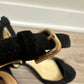 Jimmy Choo Miranda Heeled Sandals Open Toed Ankle Strap Black Suede Block Heel 41