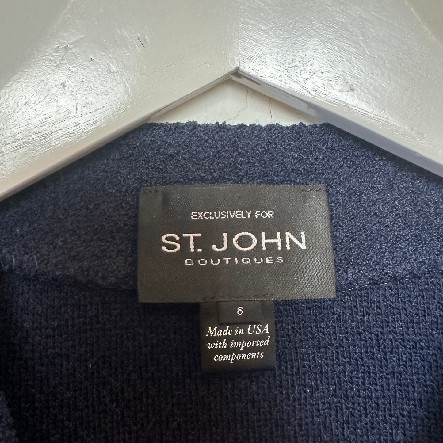 St. john Boutique Exclusive Knit Blazer Jacket and Dress Set Navy Blue 6