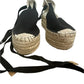 Schutz Greeca Casual Espadrille Platform Black Raffia Wrap Around 9