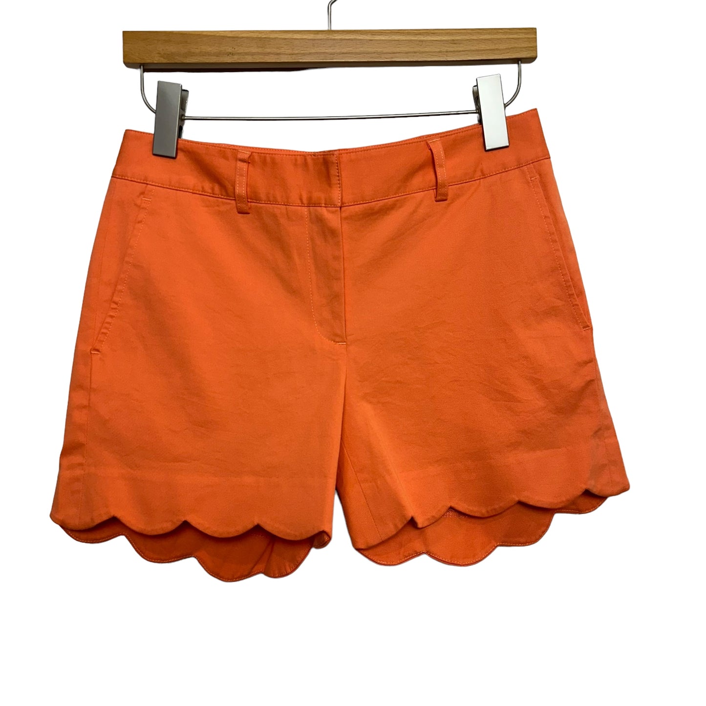 J. McLaughlin Petal Short Scalloped Hem Orange Stretch Cotton 4