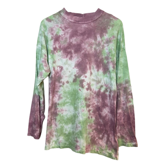 Free People Be Free Tie Dye Tee Long Sleeve Tunic Oversized Purple Green Cotton XS