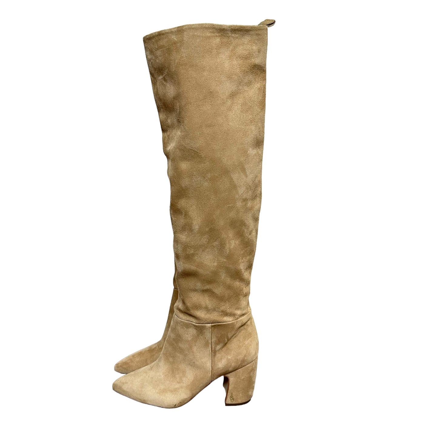 Sam Edelman Hutton  Over-The-Knee Boot Suede Tan Leather Pull On Heeled 8