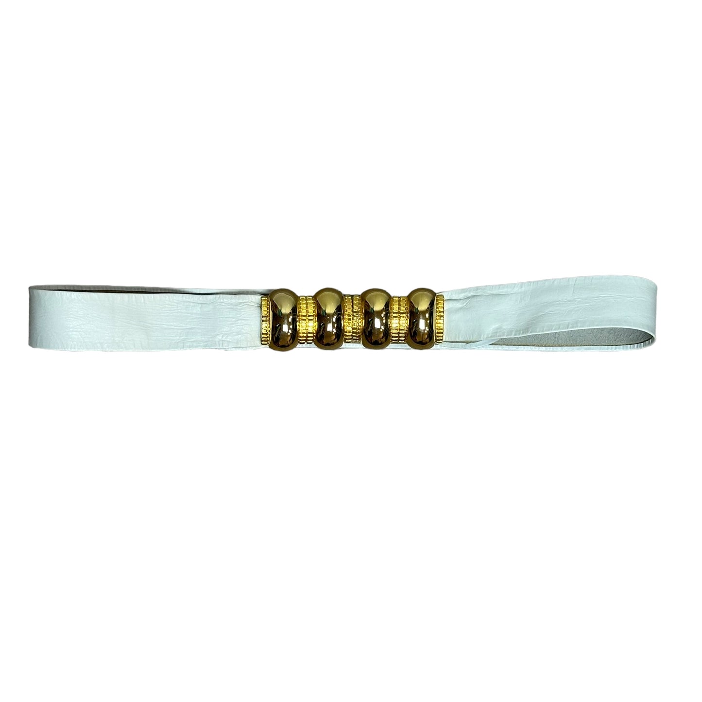 Vintage 80s Jennifer Moore Leather Belt Fully Adjustable White Gold Statement