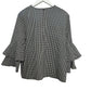 J. McLaughlin Presley Blouse Black and White Gingham Top Bell Sleeves XL