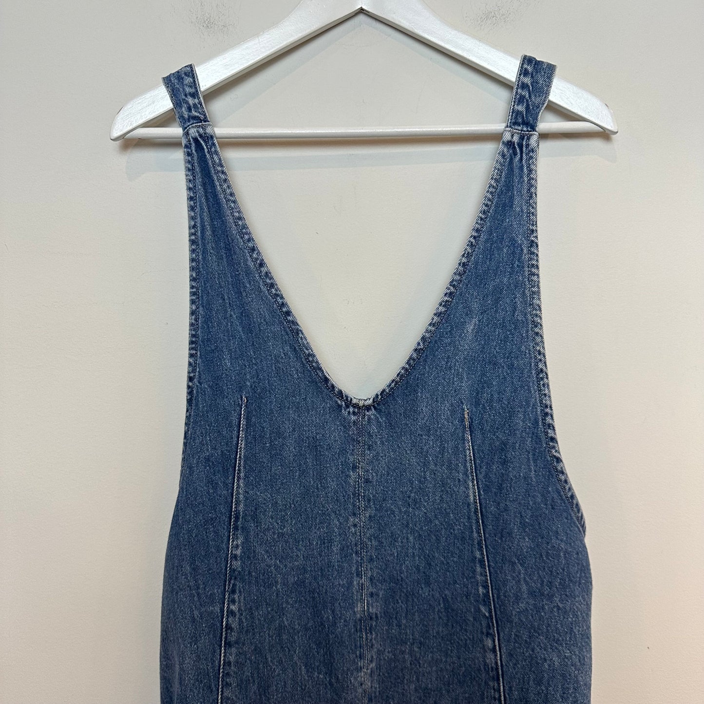 Free People We The Free High Roller Jumpsuit Denim Overalls Barrel Harem XS