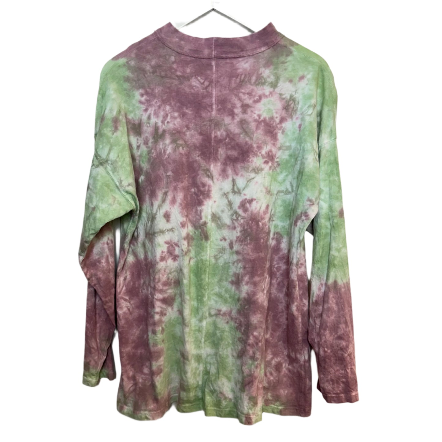 Free People Be Free Tie Dye Tee Long Sleeve Tunic Oversized Purple Green Cotton XS