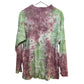 Free People Be Free Tie Dye Tee Long Sleeve Tunic Oversized Purple Green Cotton XS