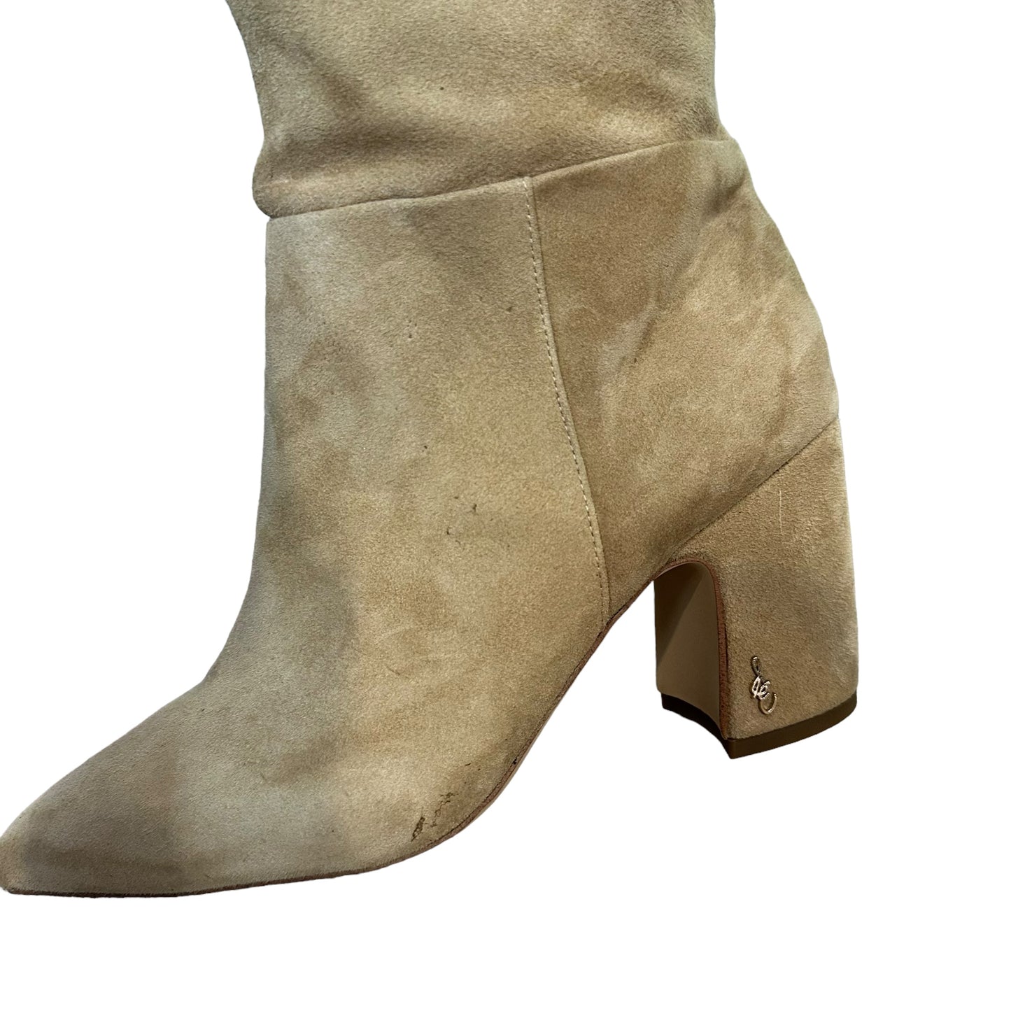 Sam Edelman Hutton  Over-The-Knee Boot Suede Tan Leather Pull On Heeled 8