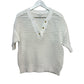 Haven Well Within Knot Stitch Henley Ivory Short Sleeve Open Chunky Knit Medium