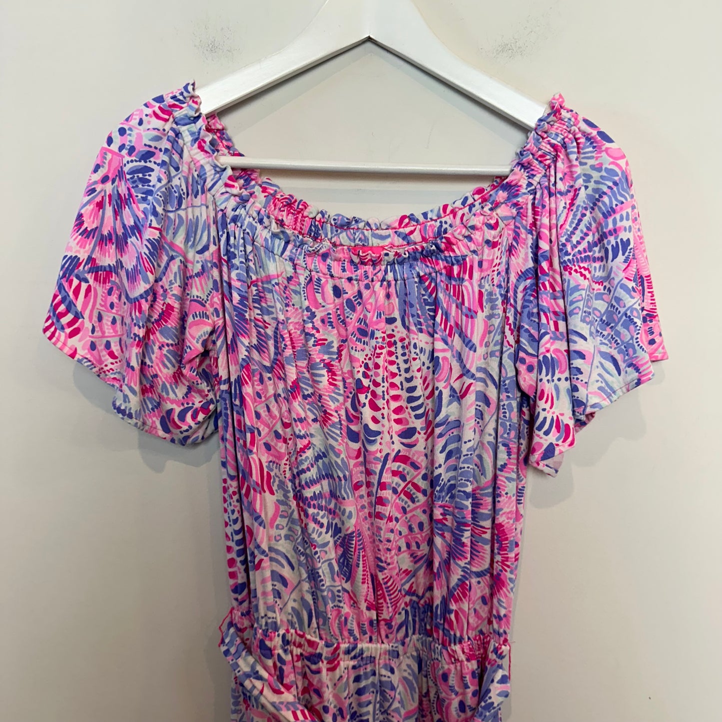 Lilly Pulitzer Moriah Midi Dress Raz Berry Sea You Soon Off the Shoulder Pink Small