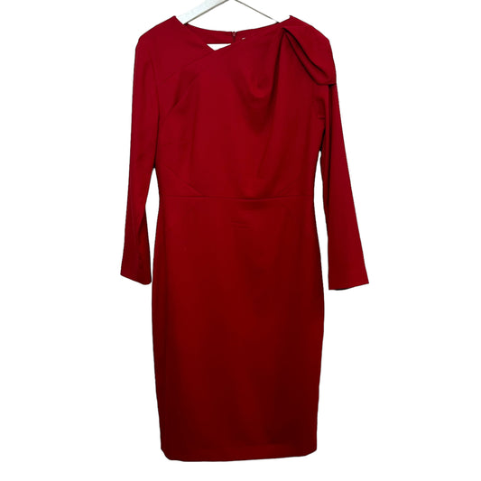 The Fold London Melrose Dress Red Virgin Wool Long Sleeve