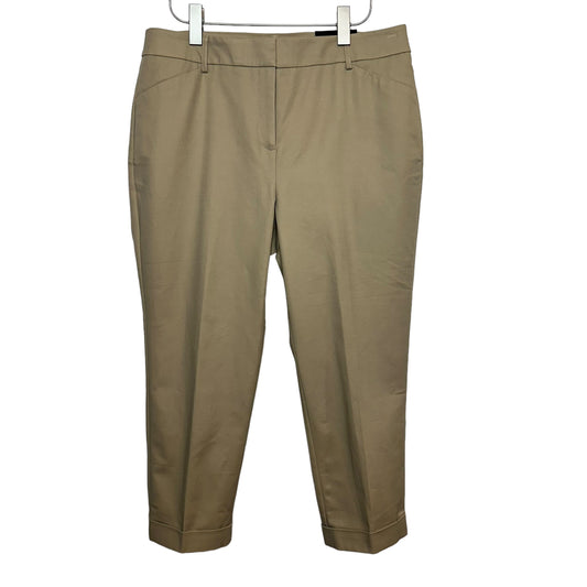 New with Tags Chico's So Slimming Crop Pants Khaki Tan Stretch Cuffed Trouser 12