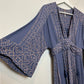 Free People Modern Kimono Maxi Dress Lace Up Blue Empire Waist 0