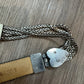 Vintage Brighton Belt Silver Black Chain Hearts Western Leather Braided Large