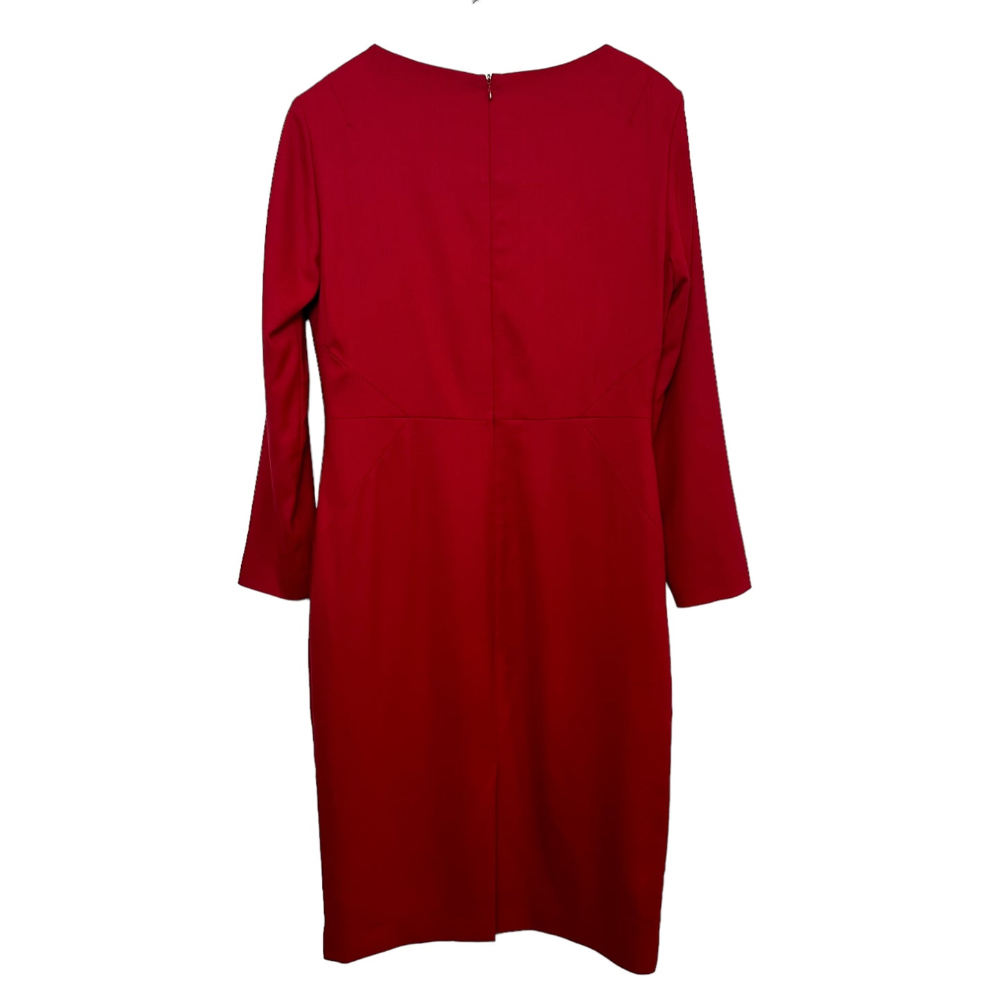 The Fold London Melrose Dress Red Virgin Wool Long Sleeve