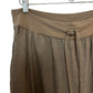 Flax Linen Pants Drawstring Waistband Pull On Brown Tapered Medium