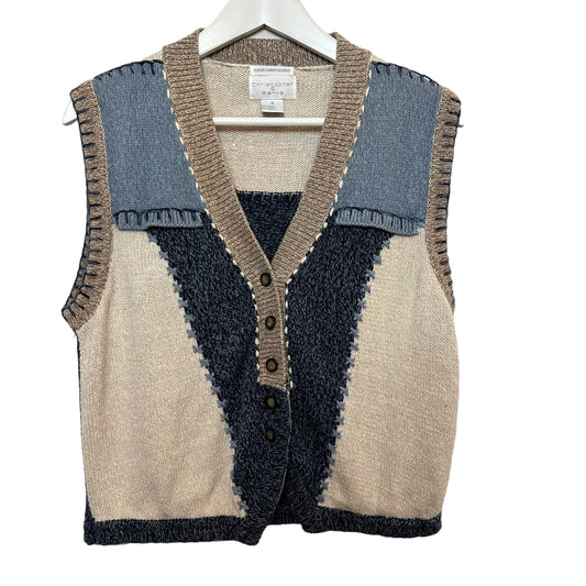 Vintage 90s Christopher & Banks Knit Sweater Vest Hand Embroidered Medium