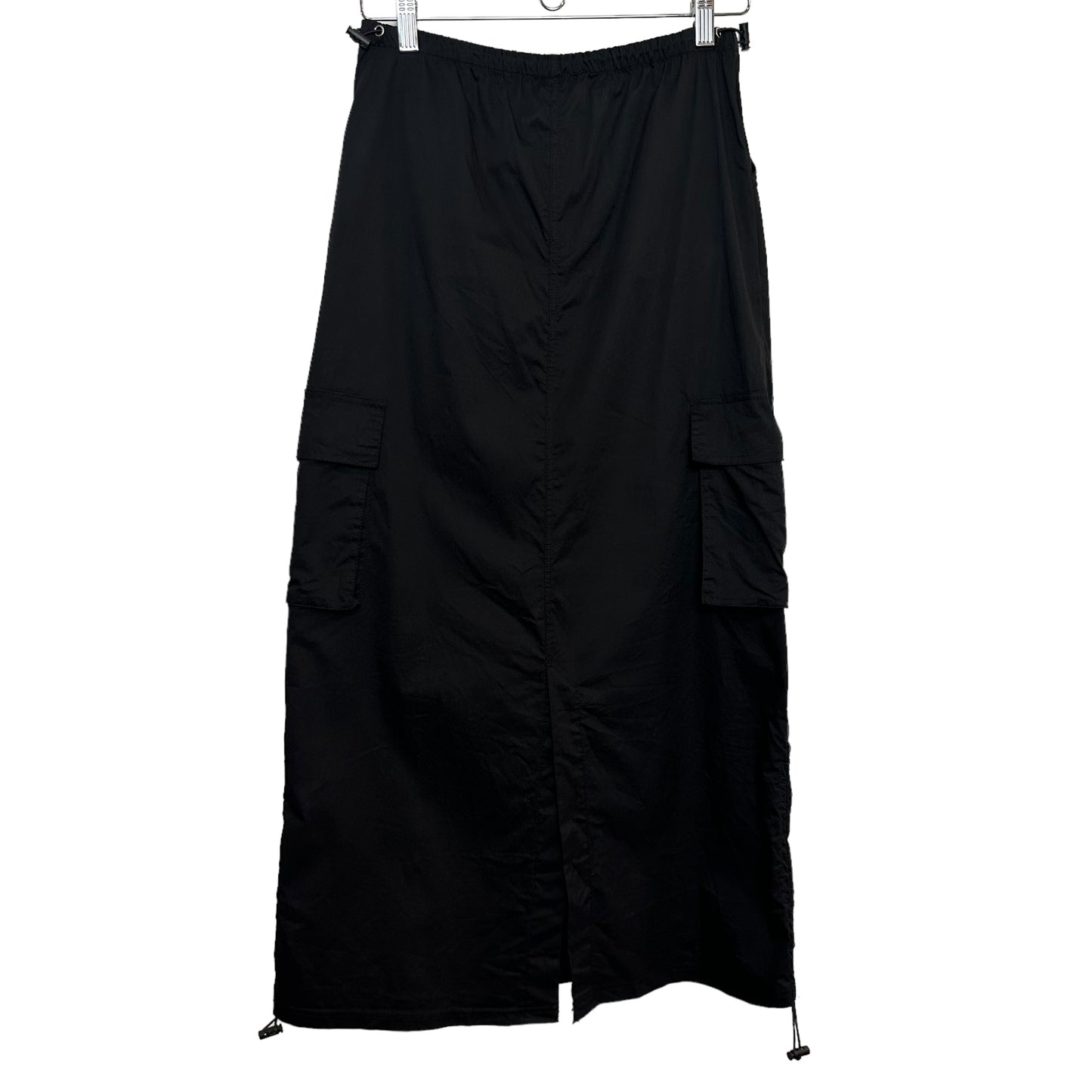 Idun Jane by Block Cargo Skirt Midi Black Cinched Adjustable Small Y2K