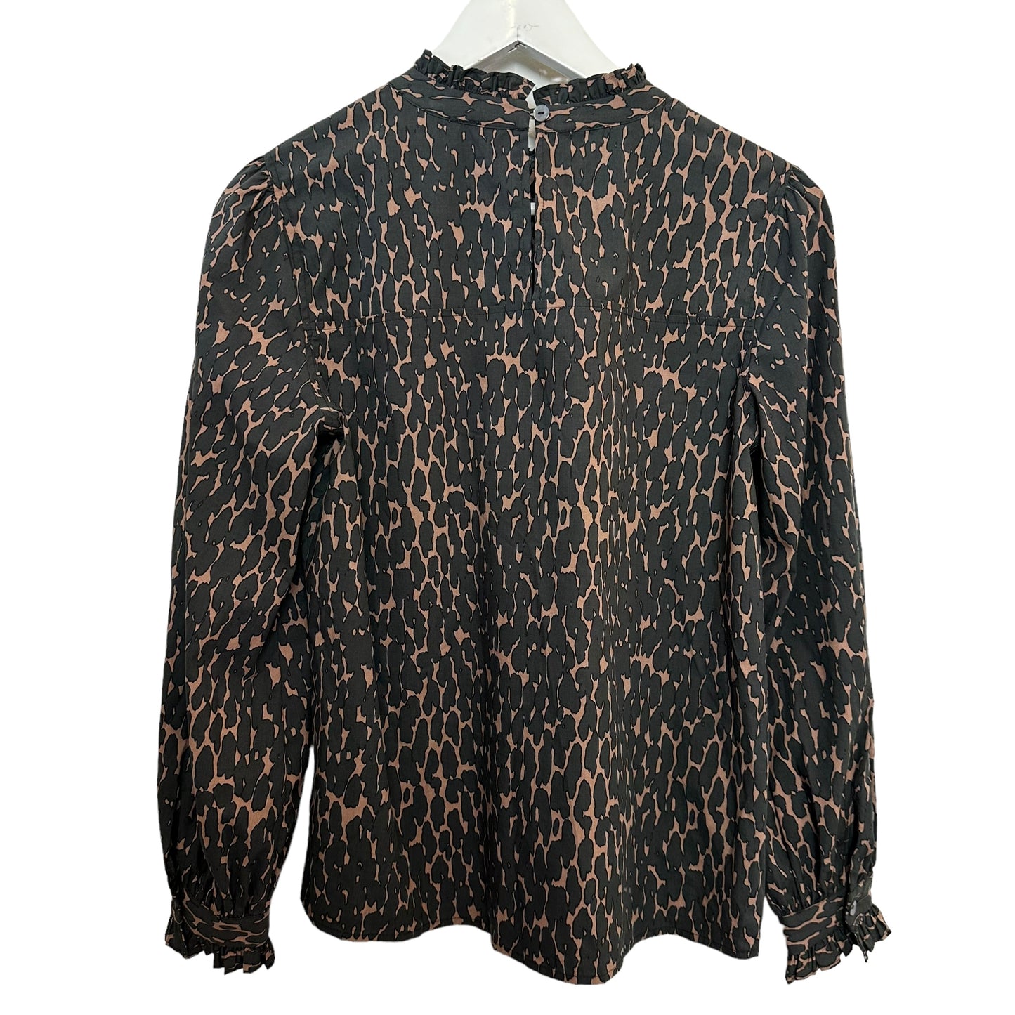 Rails Ariana Top High Neck Long Sleeve Leopard Print Black Brown Small