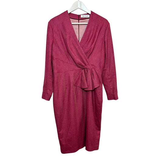 The Fold London Hardwick Dress Pink Virgin Wool Blend Long Sleeve Dress