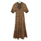 Saylor Kirstin Dress Leopard Maxi Smocked Cotton Short Sleeve Small