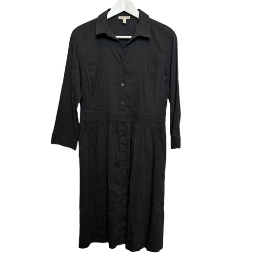 Eileen Fisher Shirtdress Button Down Collared Dress Charcoal Gray 3/4 Sleeve XS