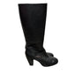 Eddie Bauer Black Leather Boots Heeled Zip Up Knee High Block Heel  6.5