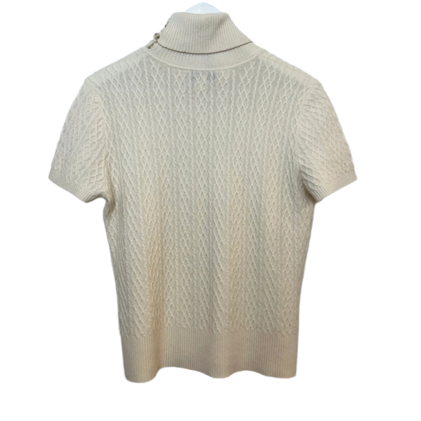 St. John Sport Cashmere Turtleneck Sweater Short Sleeve Cream Small