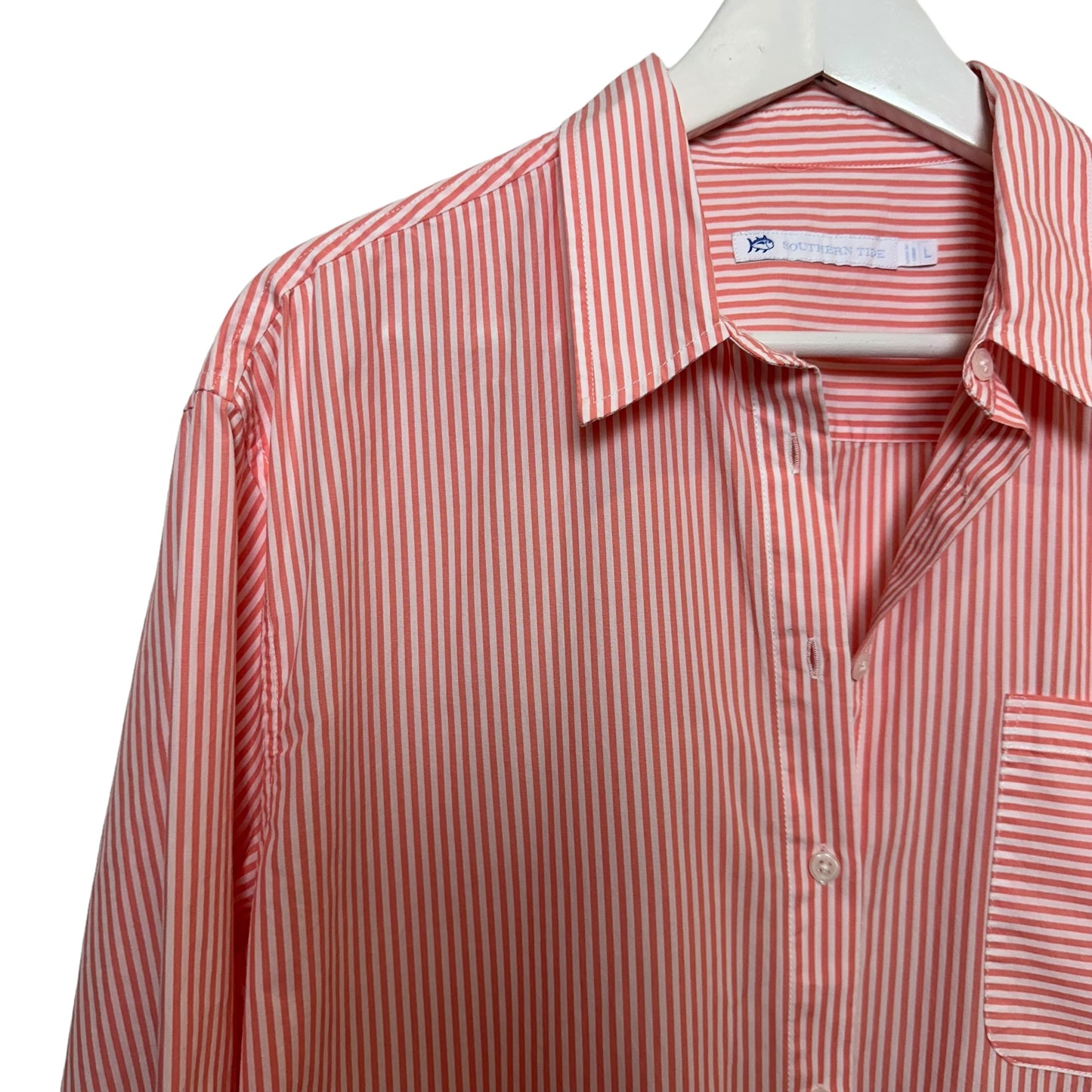 Southern Tide Cam Striped Poplin Shirt Dress Button up Collared Cotton Large