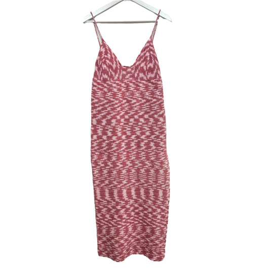 Lusana Keira Knitted Dress Crochet Pink Midi Maxi Sleeveless Cotton Large