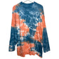 Free People We The Freee Be Free Tie Dye Mock Neck Long Sleeve T-Shirt Blue Orange Small