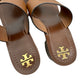 Tory Burch Patos Disk Mid-Heel Sandal Block Brown Leather Gold Retro 8