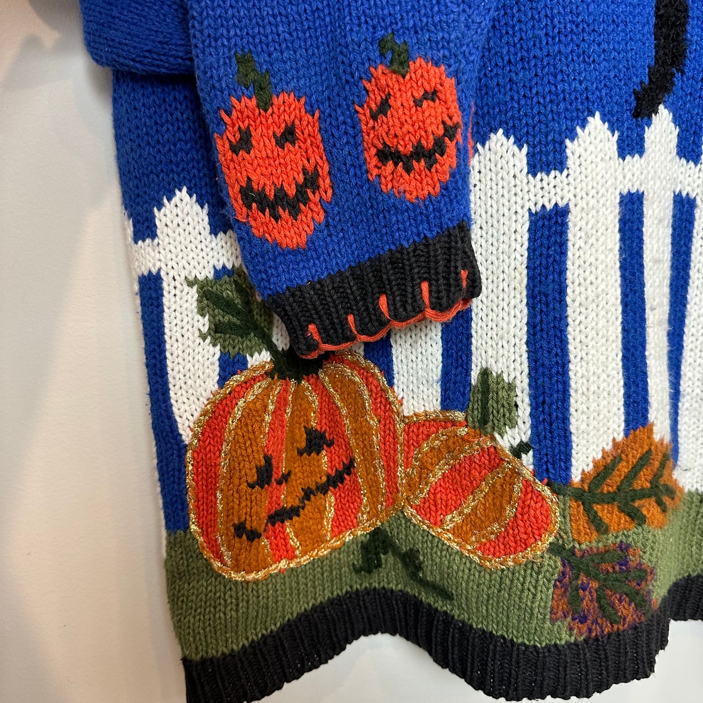 Vintage 90s Spice of Life Halloween Sweater Chunky Knit Pumpkin Cats Witches Medium