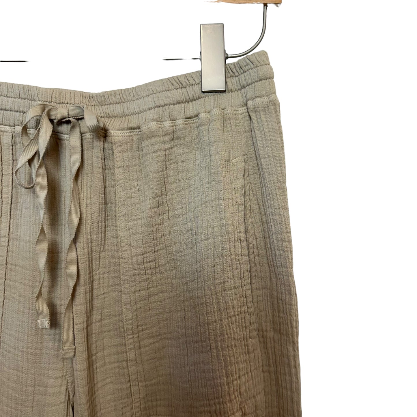 Raquel Allegra Gauze Cameroon Pant Jogger Cotton Tan Beige Pull On Small