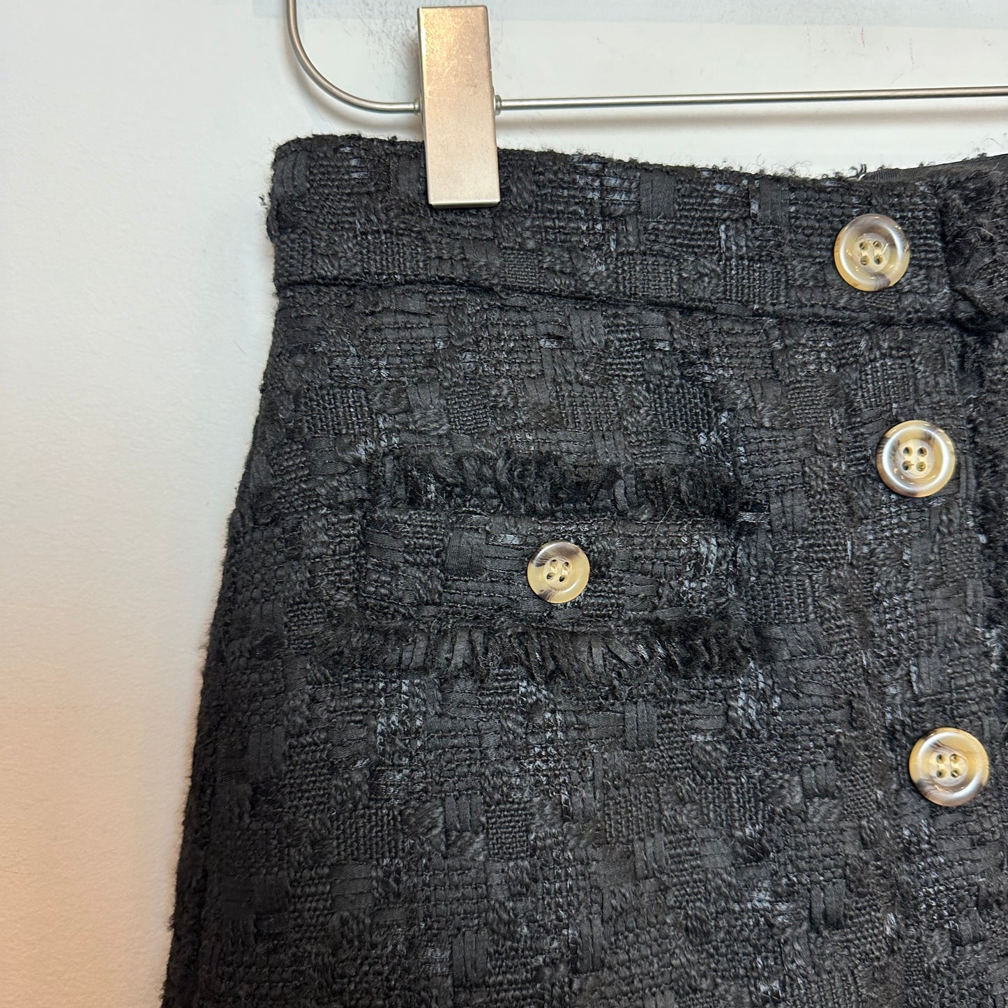 Ann Taylor Tweed A Line Skirt Button Down Black 0