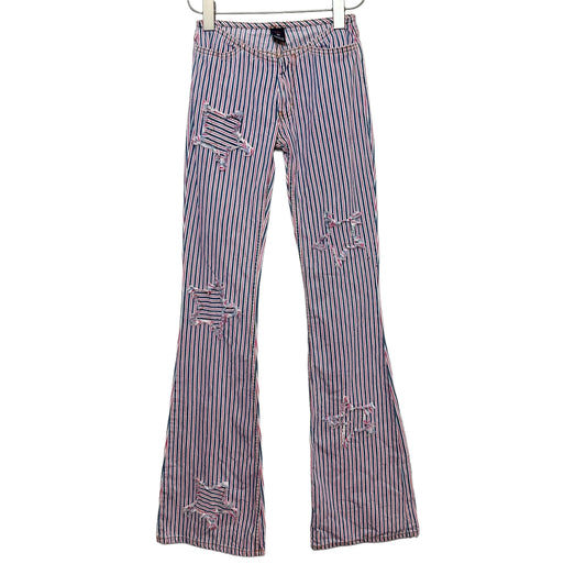 Vintage Y2K 2000s Lix Jeans Low Rise V Front Stars Stripes Bell Bottoms USA 25