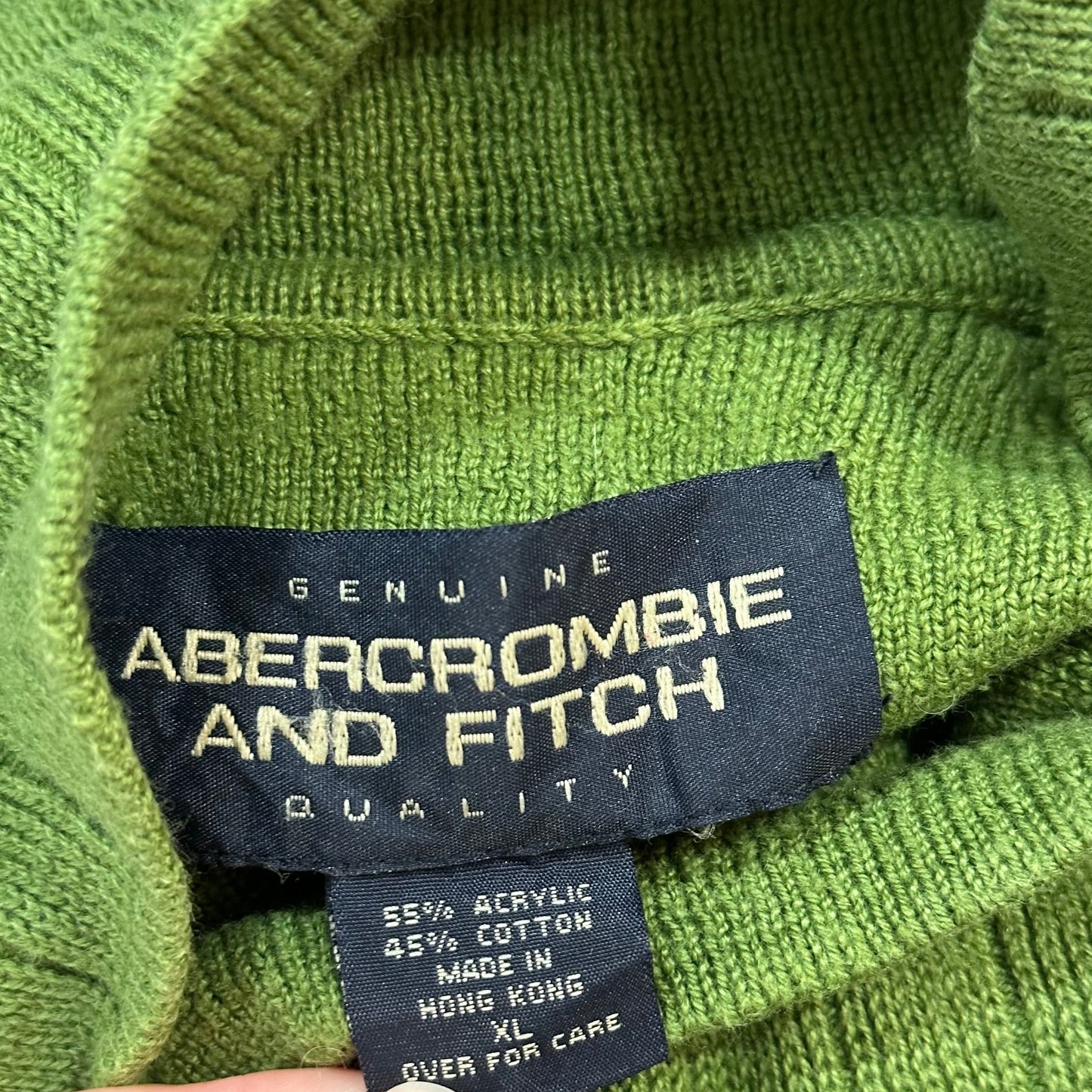 Vintage 90s Abercrombie & Fitch Sweater Mock Neck Turtleneck Single Stripe XL