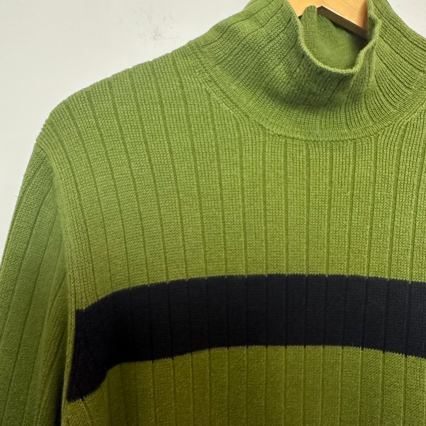 Vintage 90s Abercrombie & Fitch Sweater Mock Neck Turtleneck Single Stripe XL