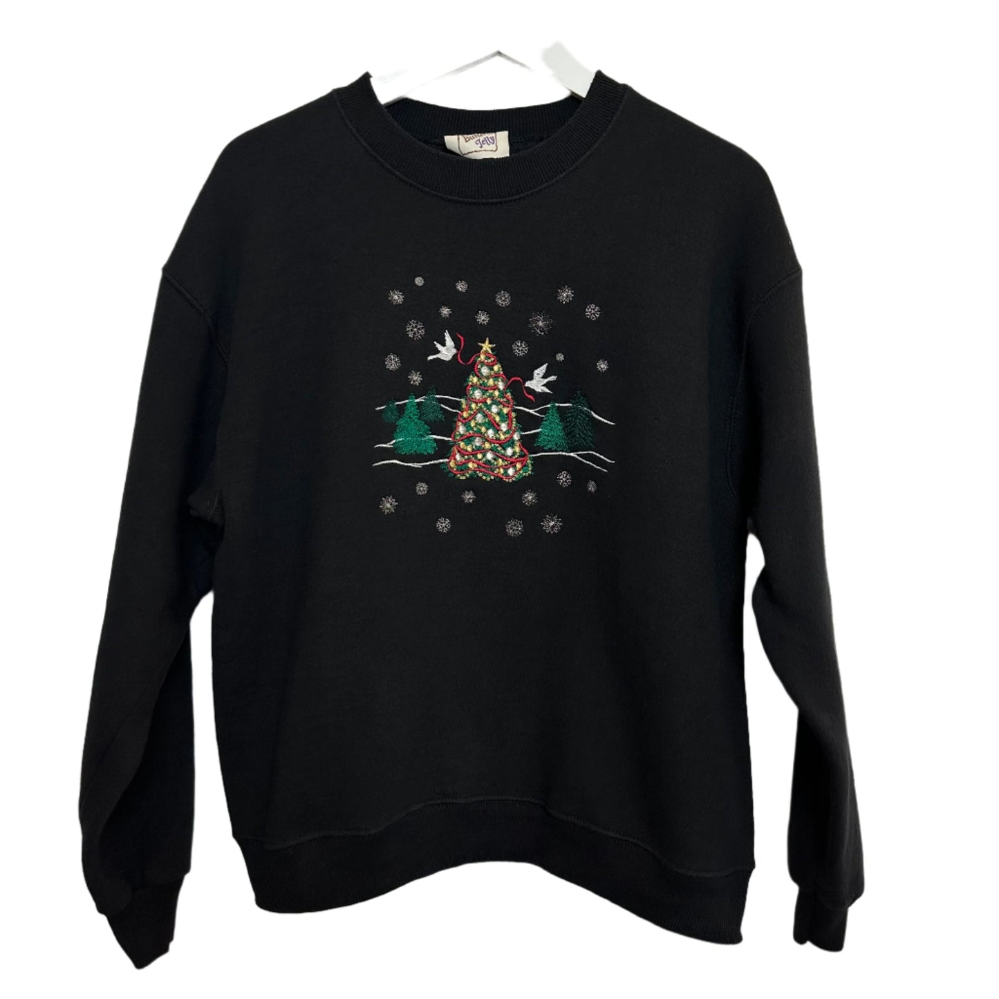 Vintage Peanut Butter & Jelly Christmas Tree Sweatshirt Crewneck Embroidered Medium