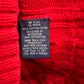 Ralph Lauren Cable-Knit Cotton V-Neck Sweater Red Silver Long Sleeve Large