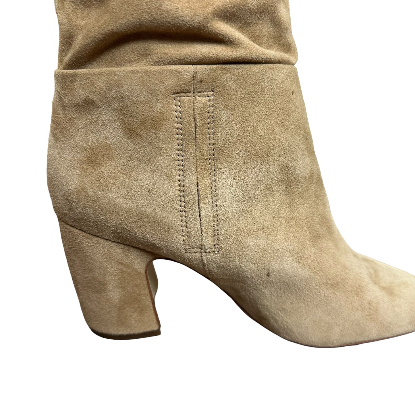 Sam Edelman Hutton  Over-The-Knee Boot Suede Tan Leather Pull On Heeled 8