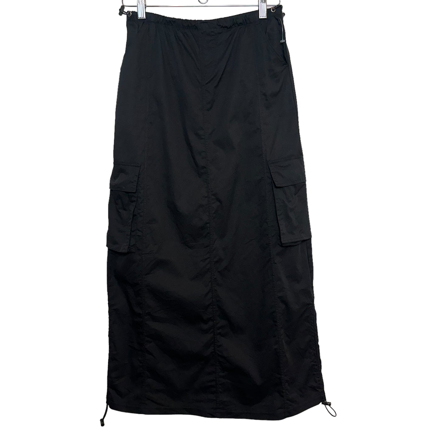 Idun Jane by Block Cargo Skirt Midi Black Cinched Adjustable Small Y2K