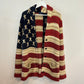 Polo Ralph Lauren American Flag Cardigan Sweater Chunky Knit Shawl Collar USA