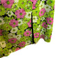 WAYF Floral Midi Dress Surplice Neckline Puff Sleeve Green Pink XS