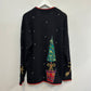 Vintage BellePointe Christmas Cardigan Sweater Beaded Trees Topiary Embroidered Small