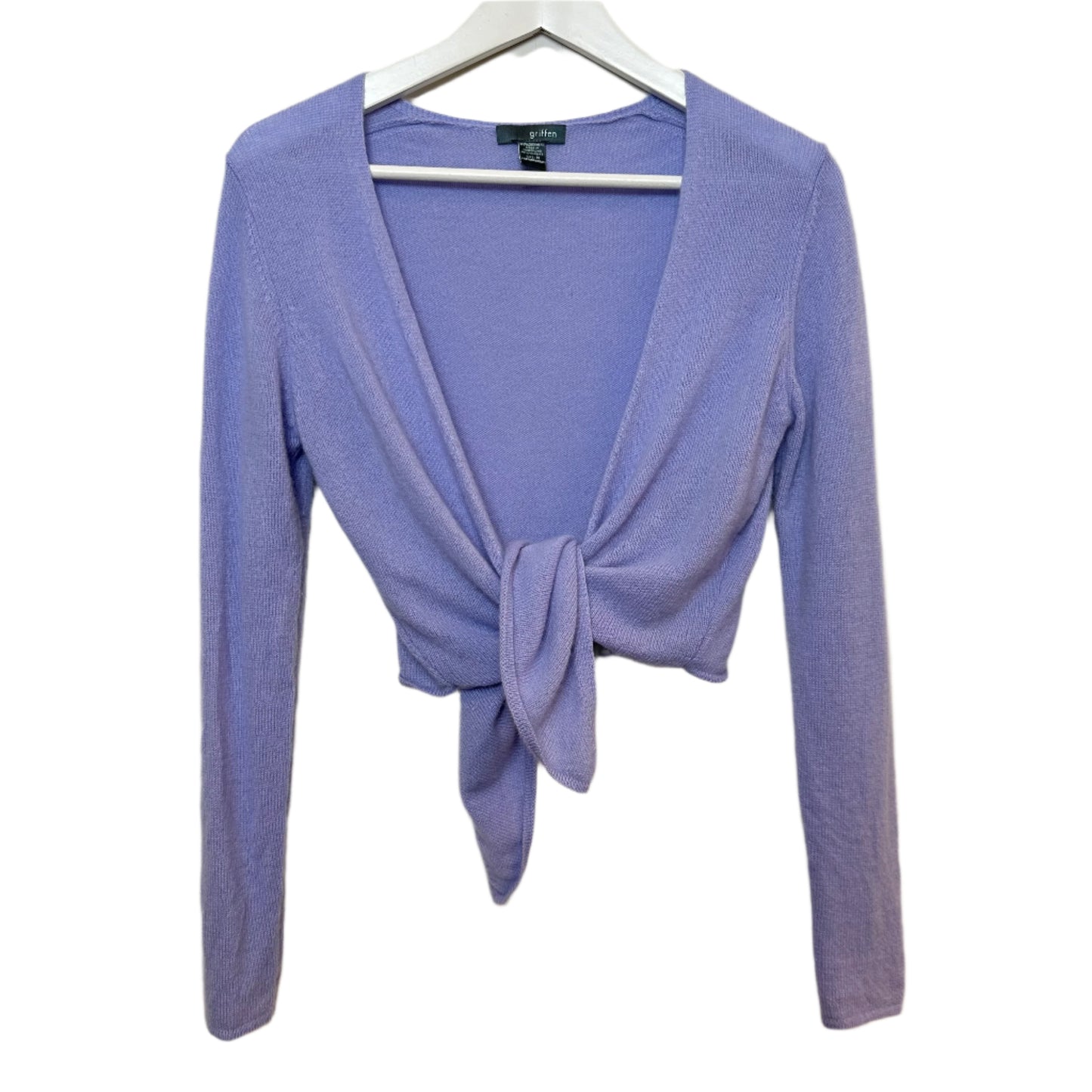 Griffen Cashmere Cardigan Sweater Shrug Shawl Cropped Bolero Purple Tie Front Medium