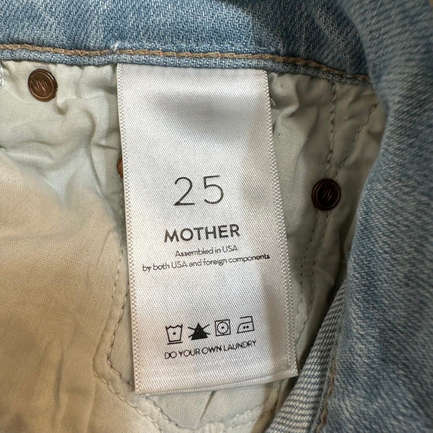 Mother The Insider Crop Step Fray Fresh Catch Mid Rise Stretch Light Wash 25