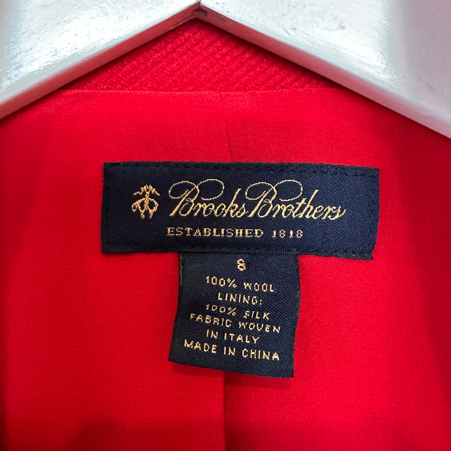 Brooks Brothers Blazer Jacket and Matching Vest Set Red Wool Silk Italy 8